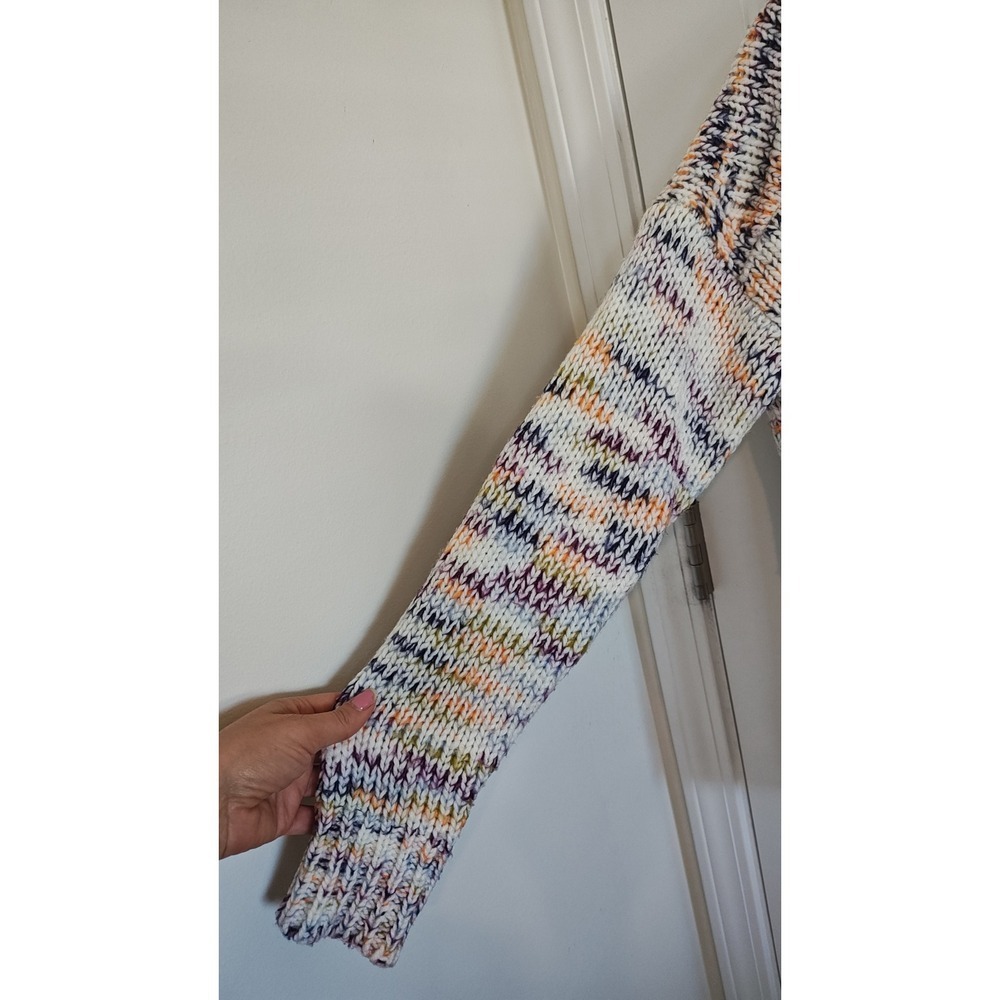 Women Size S Loft Boho Multi-Color Space Dye V-Neck Knit‎ Sweater Excellent - Picture 13 of 15